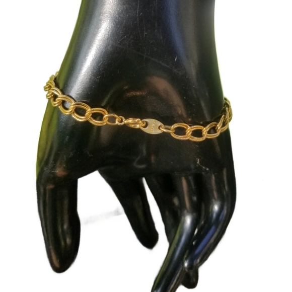 AVON 1993 GOLDTONE & GENUINE ROSE QUARTS DAINTY CHAIN BRACELET - Picture 3 of 8